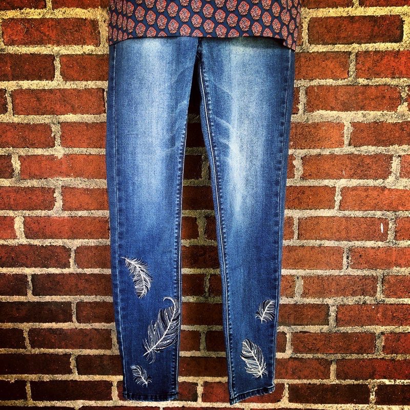 kensie embroidered jeans