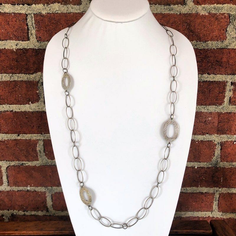 Silpada long sterling necklace with hammered ovals | EcoChic Boutique